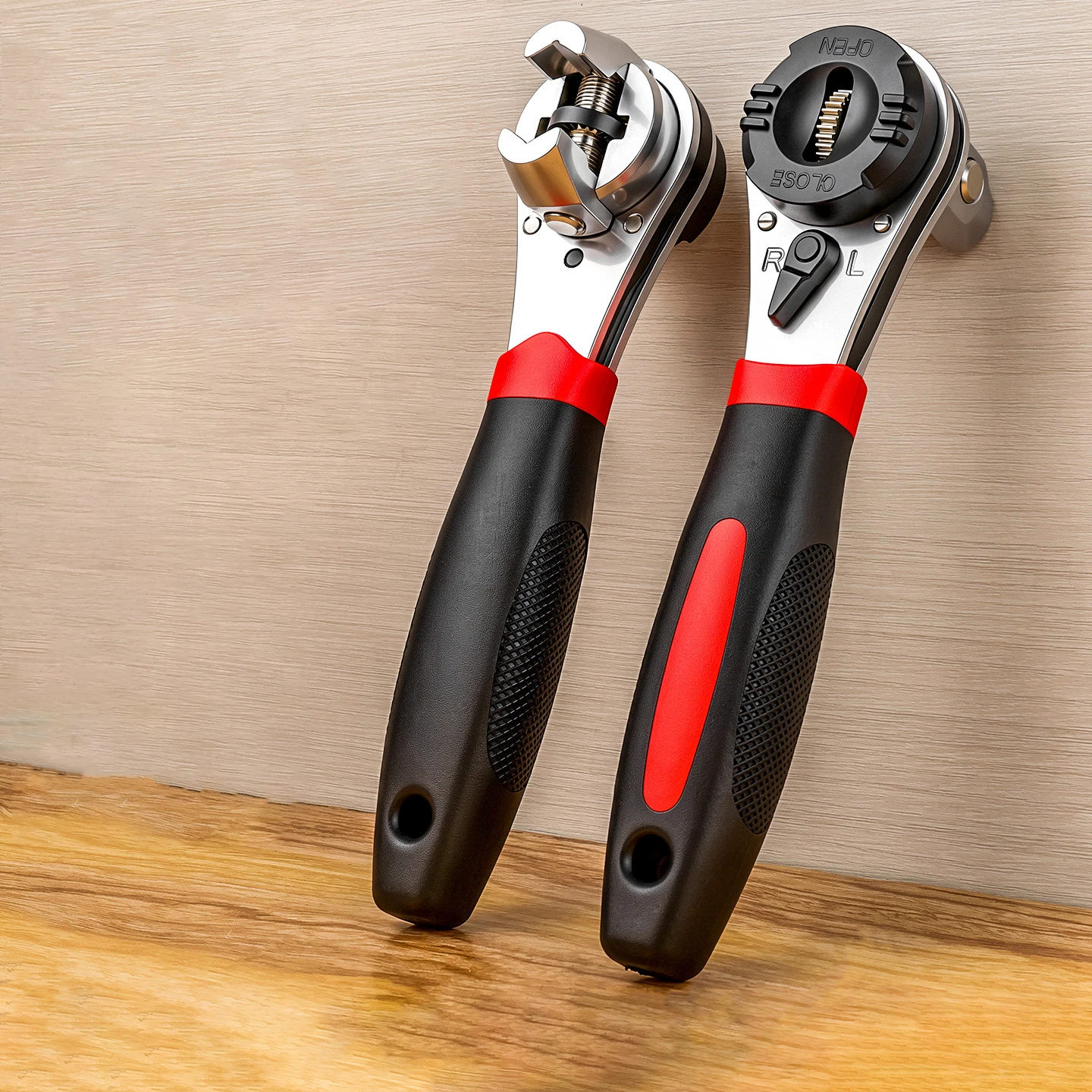 3 In 1 Adjustable Ratchet Wrench 6-22mm Universal Multi Function 60 Tooth Cr-Mo Steel Auto Motorcycle Repair Hand Tool