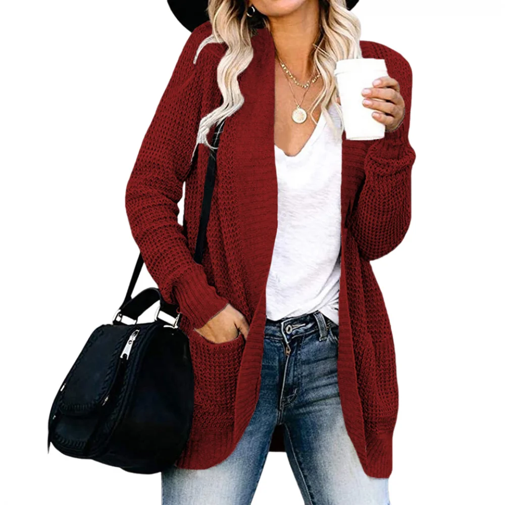 Autumn Fashion Imitation Mink Fur Knitted Cardigan Long Sleeve Button Loose Sweater Lady Warm Knitwear Top Long Cardigan