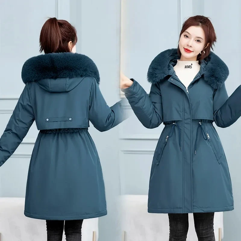 

2023 Women Winter Jacket Ladies Hooded Long Cotton Padded Coats Warm Thick Overcoat Basic Outwear Snow Wear Parkas Female Coats