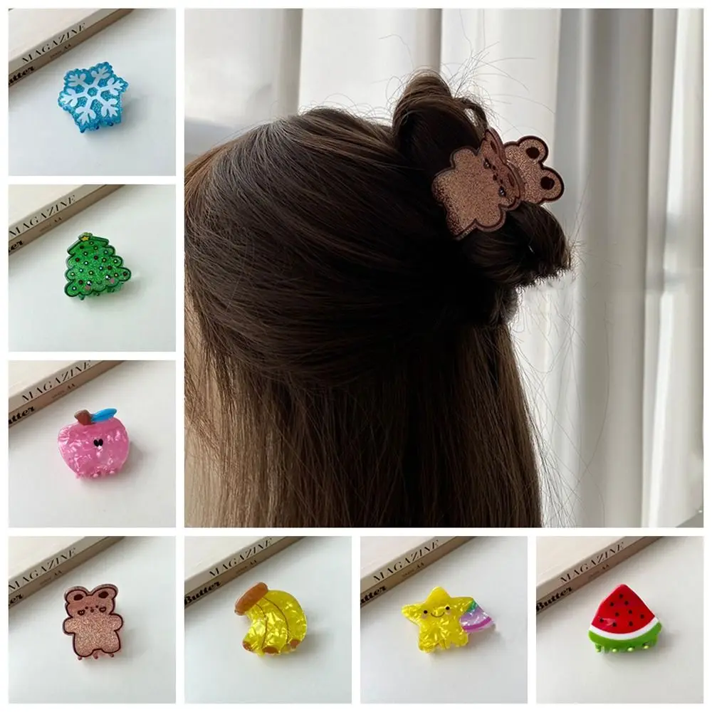 

Bear Acetate Star Hair Claw Cute Watermelon Tree Christmas Hair Clip Fruits Banana Fruits Hairgrips Daily