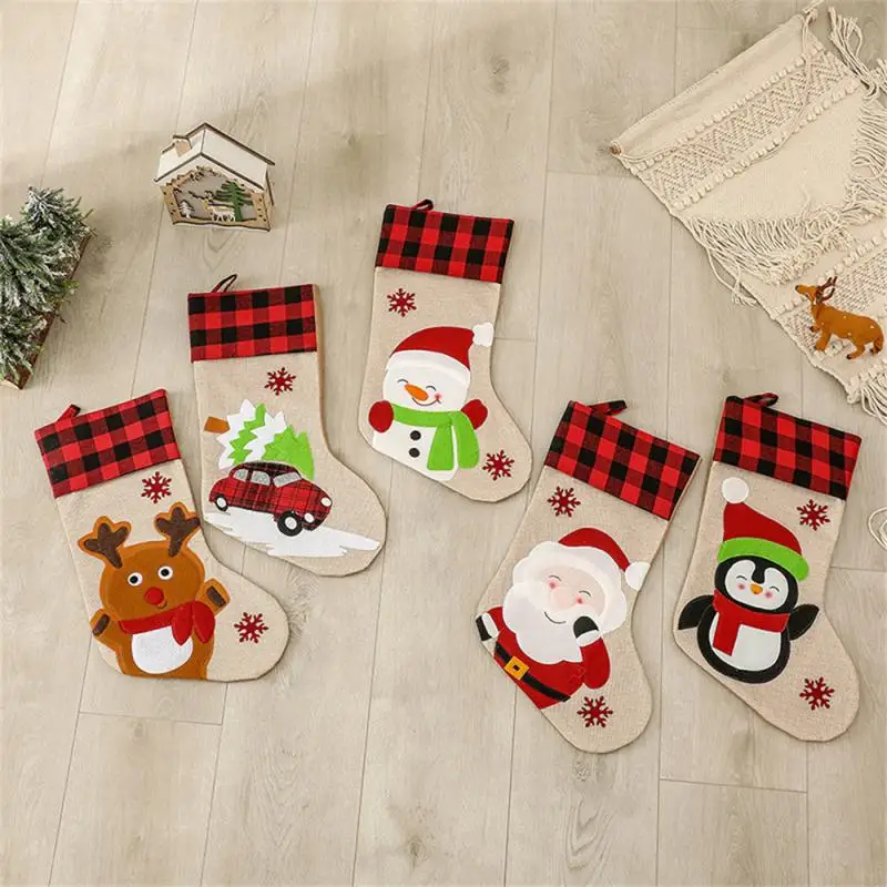 

Christmas Stocking Sack Xmas Gift Candy Bag Noel Christmas Decorations for Home Navidad Sock Christmas Tree Decor New Year 2025