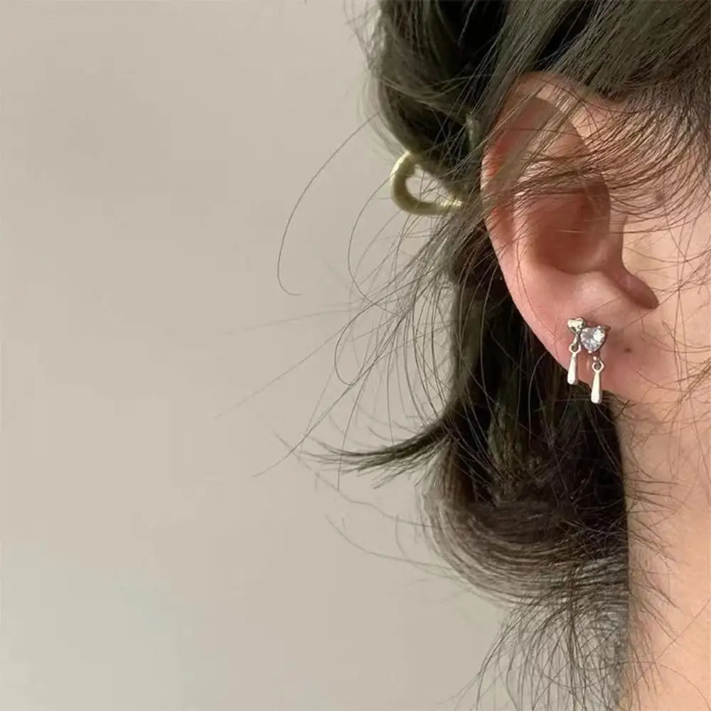 6Pcs/set Women Silver Color Rhinestone Butterfly Stud Earrings Y2K Korean Fashion Punk Earring Stud Jewelry Sets Gifts