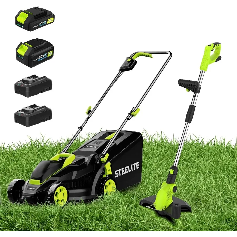 

Cordless Lawn Mower 13.2 inch String Trimmer Cordless 12Inch Combo 21V 4.0Ah 2.0Ah Batteries Charger Included Ideal for Efficie
