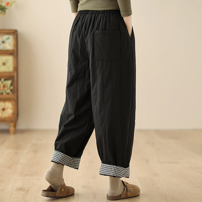 

Новое зимнее поступление, женские повседневные брюки из смеси хлопка Harlan, свободный крой, прямые брюки с высокой талией, модный коврик... JJ31