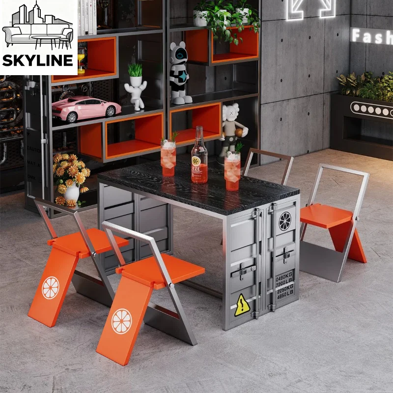 Catering BBQ Bar Industrial Style Container Table and Chair Combination Commercial Reception Negotiation Table and Chair