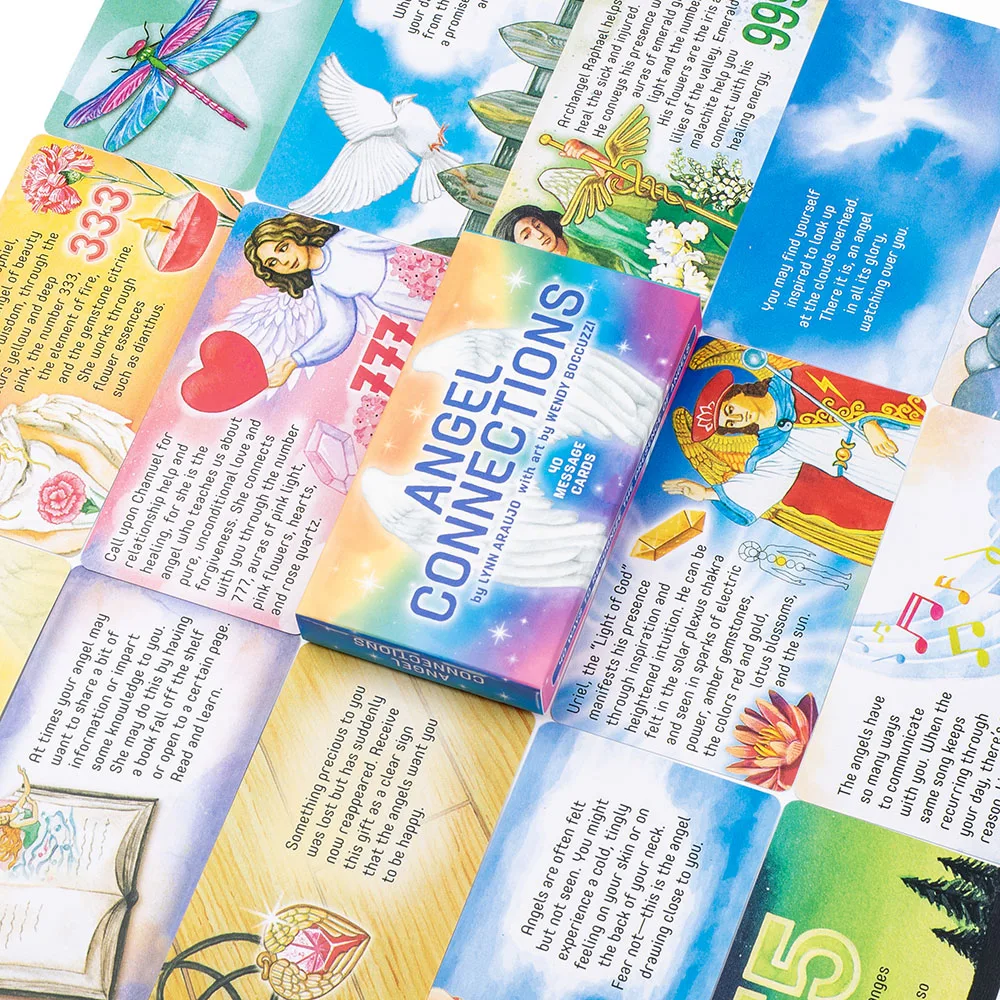 Engelsverbindungen 11x6cm 40 Nachrichtenkarten zum Empfangen von Engelssegnungen mit Engelsbildern Perfekt für Familien-Brettspiele