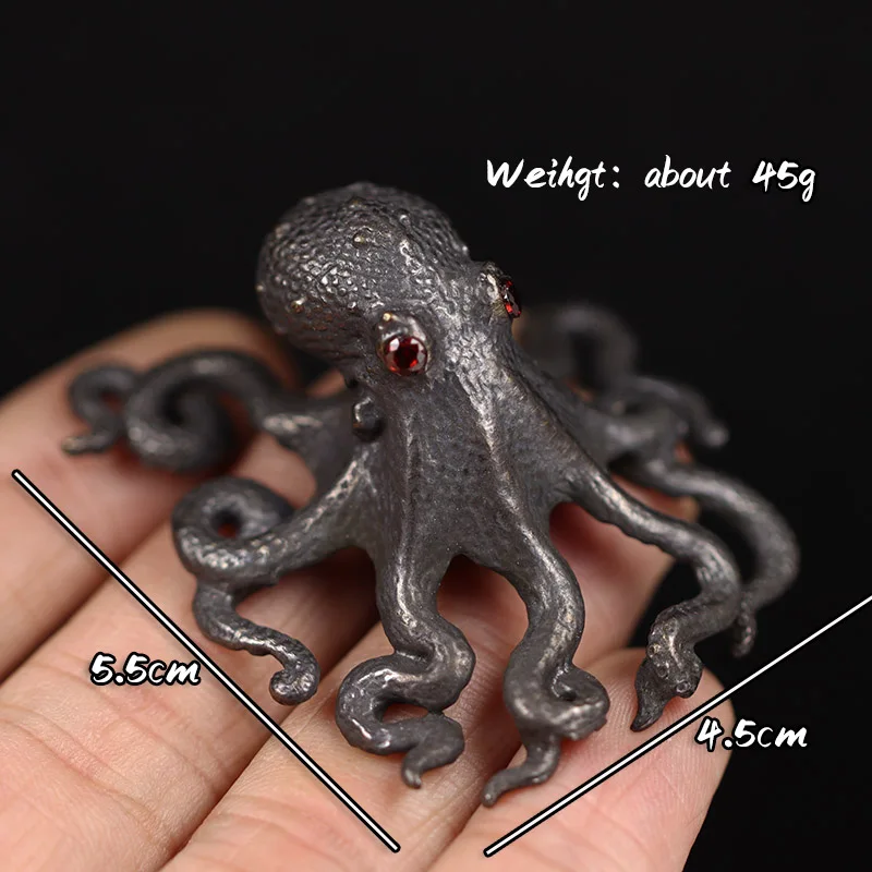 Black Octopus Statue Metal Brass Tea Pet Table Ornament Lucky Home Decorations Accessories Antique Tea Set Craft Home Decoration