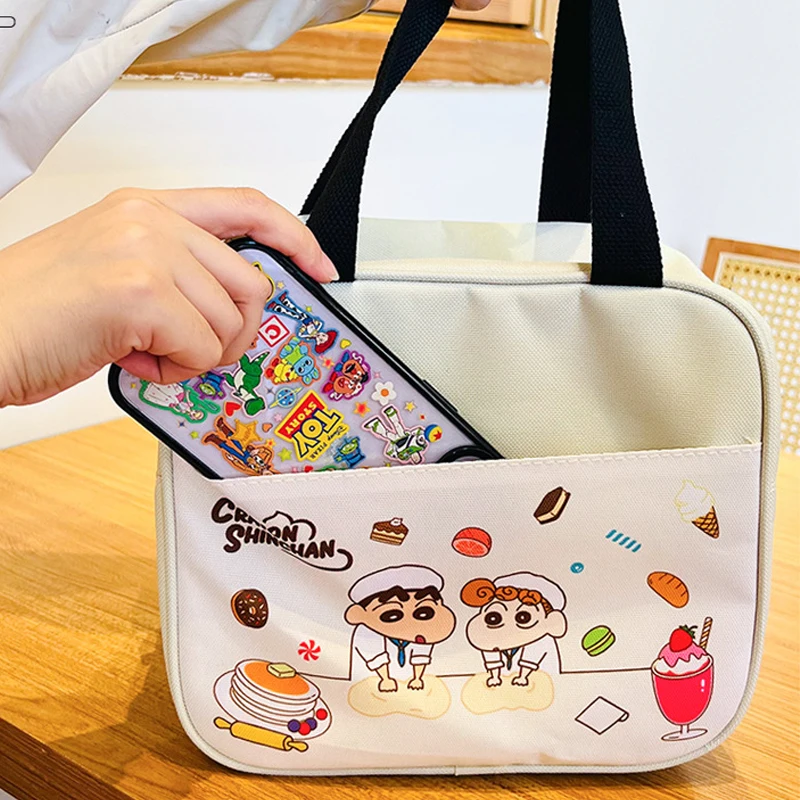 Anime Crayon Shin Chan Lunch Bag Cartoon Student Portable Lunch Bags Gift Kawaii Girl Large Capacity Storage Bags Wholesale