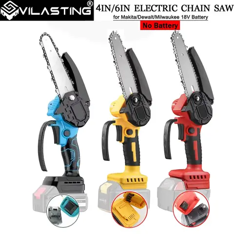 VILASTING 무선 미니 전기톱, 휴대용 전기톱, 마키타/디월트/밀워키 18V 배터리 핀용, 4, 6인치 목재 절단 도구
