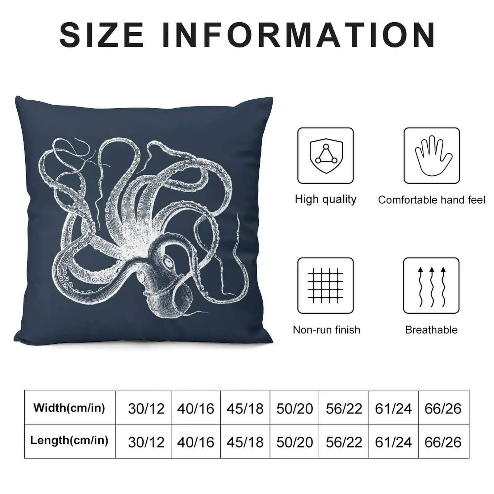 Vintage Octopus Kraken Engraving Throw Pillow Sofa Cushions Covers Plaid Sofa pillow