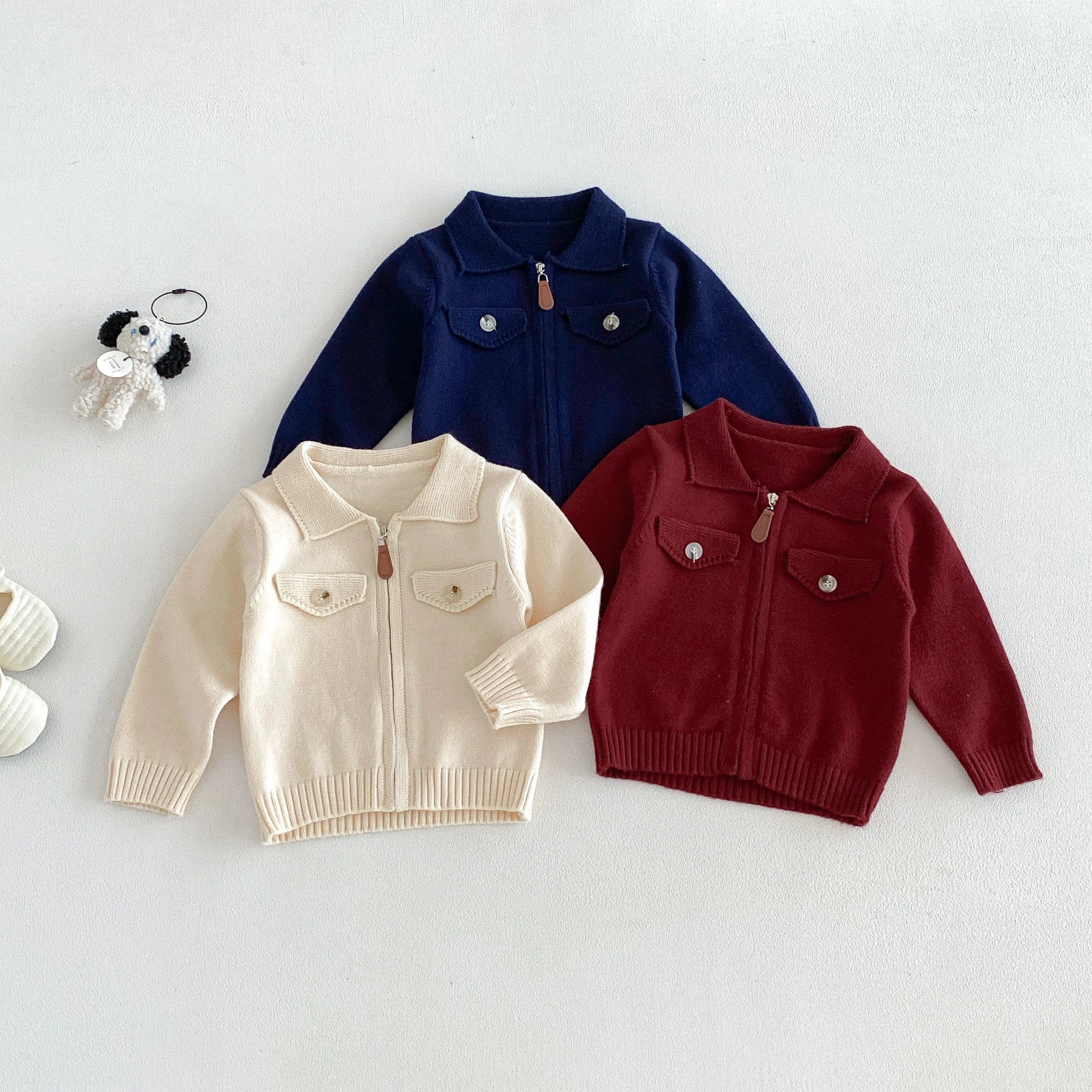 2026 Fall Korean-style Infant Knit Cardigan for Boys, Stylish Sweater, Casual Workwear, Versatile Top