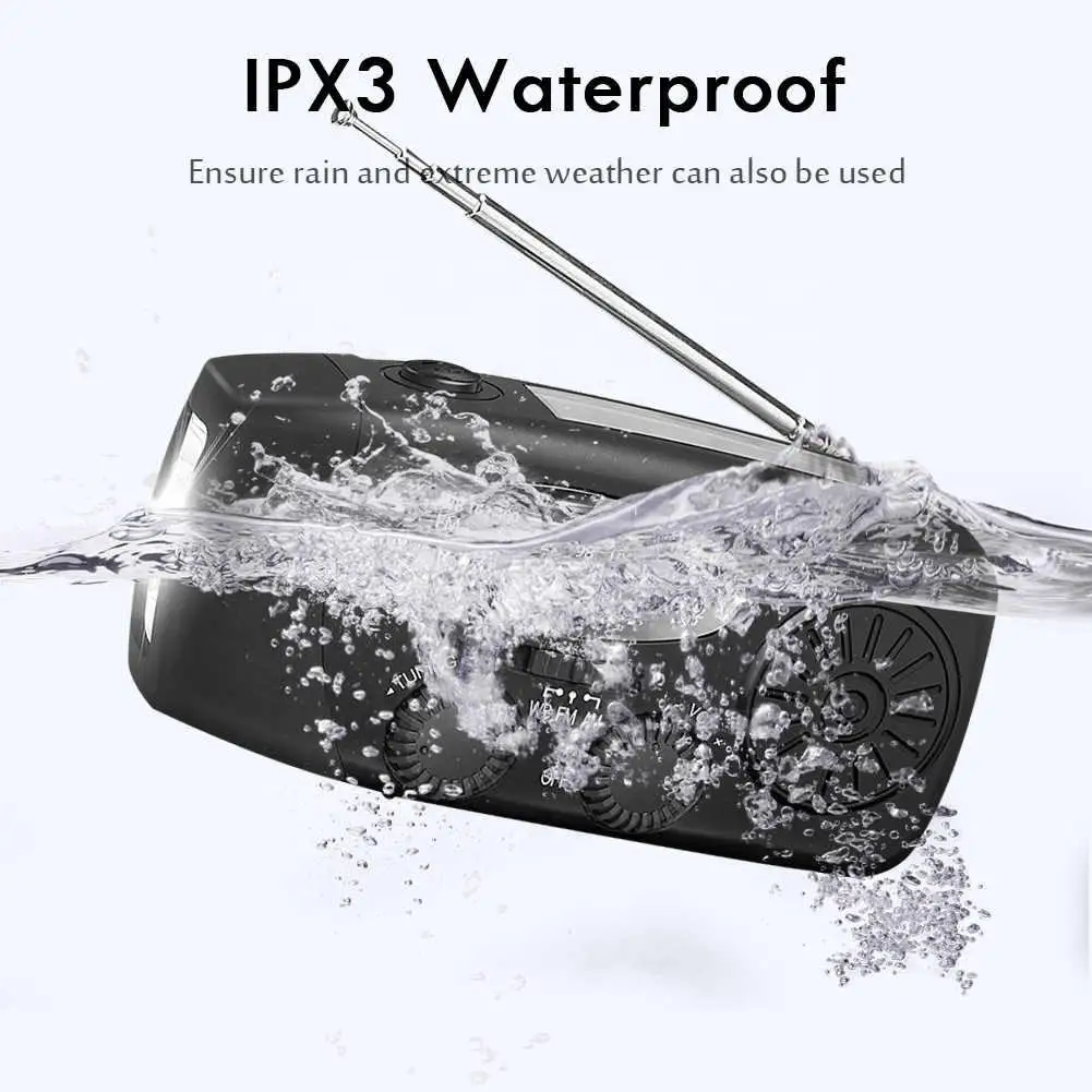 Multifunctional Portable Hand Crank Power Generation Emergency Radio Solar Disaster Prevention FM AM WB NOAA Power Bank