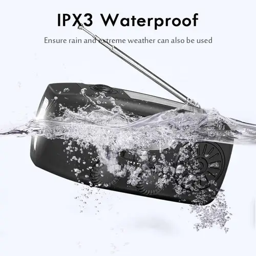 Imagen 2 del producto Manivela portátil multifuncional, generación de energía, Radio de emergencia, prevención de desastres solares, FM AM WB NOAA, banco de energía