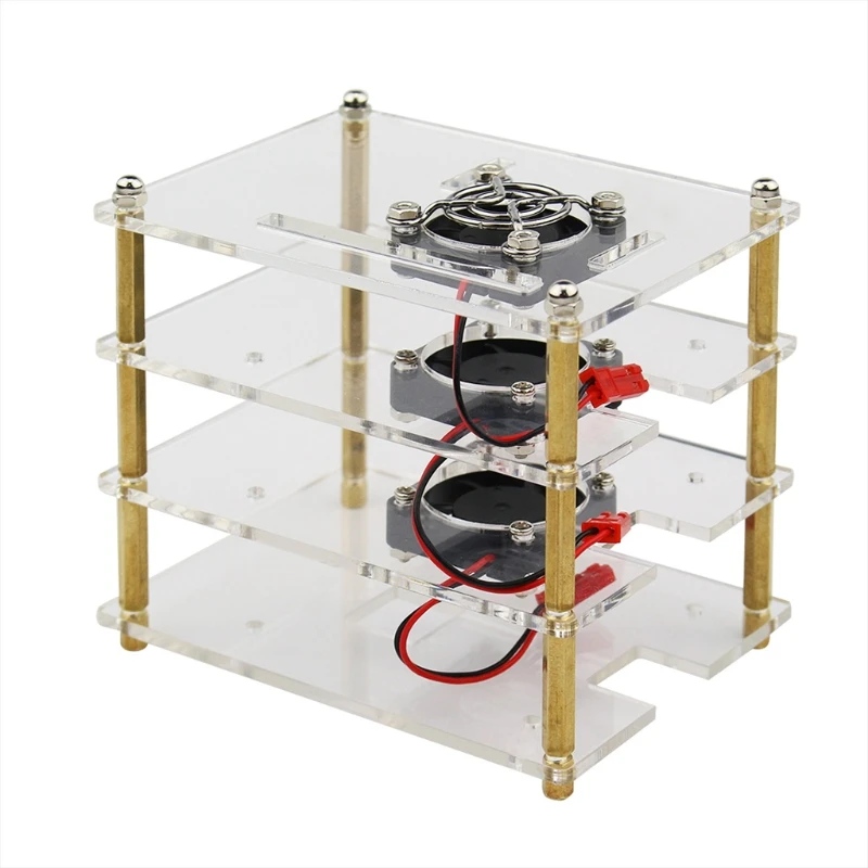 Clear Multilayer Cluster for Case for 4 B Rack for Case with Cooling Fan for 3