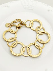 A pair of vintage tassel stainless steel summer women's circular splicing bracelet gifts for Mother's Day holiday