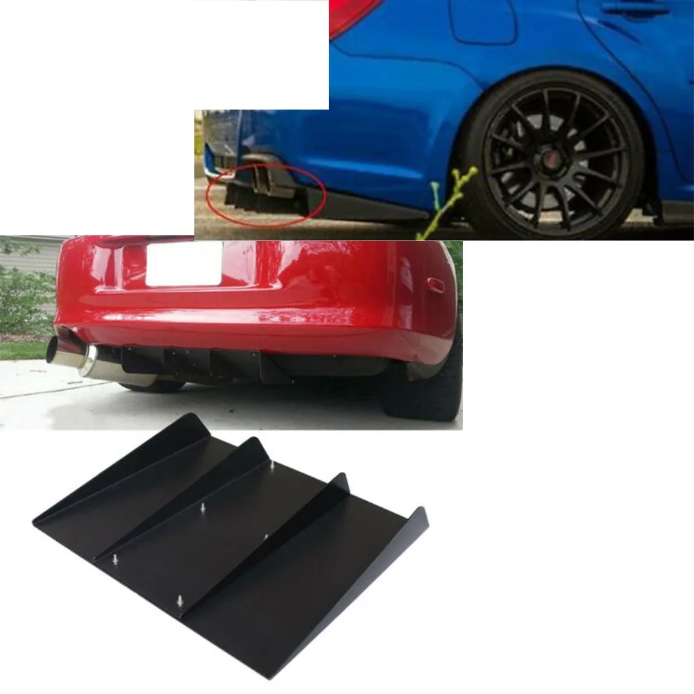 Difusor de 4 aletas de tiburón para coche, alerón de parachoques trasero Universal, ABS, negro, 22x21 pulgadas, decoración