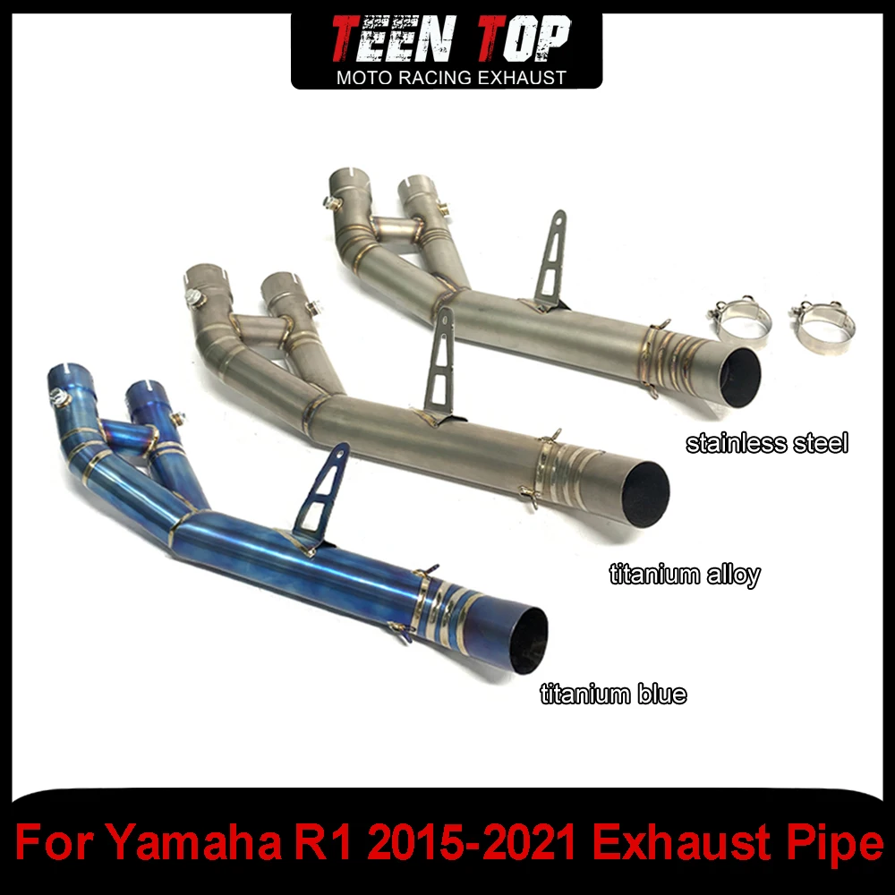 

Motorcycle Exhaust Decat Pipe Middle Link Pipe For YAMAHA R1 2015-2021 Exhaust Pipe 60.5mm Motorcycle Tube Titanium/Stainless