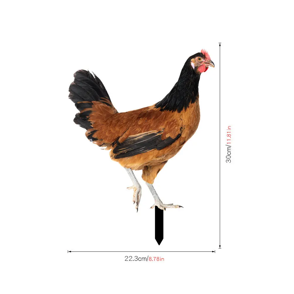 2Pcs Garden Hen Stake Acrylic Decor Realistic Garden Stake Ornamental Yard Decoration Lively Courtyard Insert Art