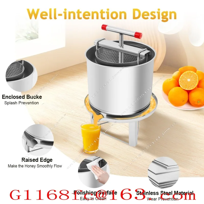 Exprimidor Manual de Miel de Acero Inoxidable de 13L, Herramienta de Apicultura, Filtro para Jugo de Uva
