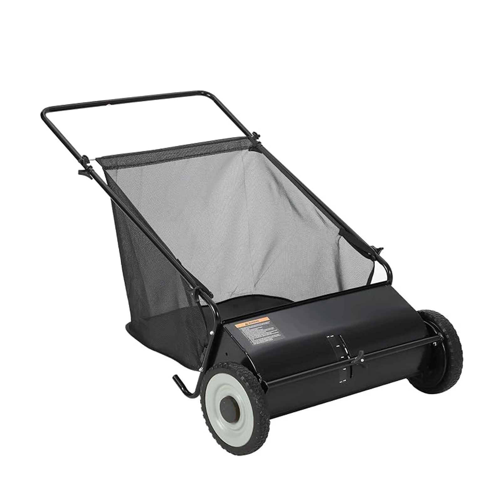 26-Inch Push Lawn Sweeper, Anti-Rust Steel Frame, 4 High-Density Brushes, Adjustable Height, 7 Cu.Ft Collection Bag for Yard Debris