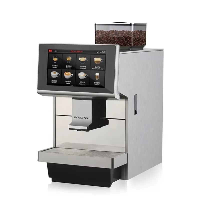 Silver Automatic Espresso Machine With Grinder For Office Use