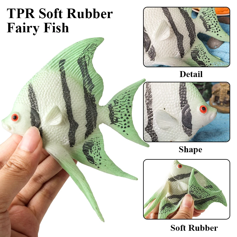 Oenux Meeresleben Tier Tintenfisch Krabbe Clownfisch Lionfish Seestern Hai Schmetterling Fisch Fliegender Fisch TPR Weiches Modell Spielzeug Kind Geschenk – Detail 6
