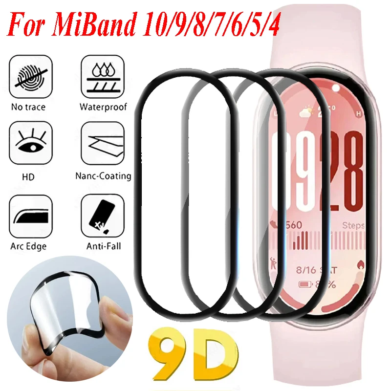 Watch Cover for Xiaomi Mi Band 10 9 8 7 6 5 4 Not Glass 3D Curved End Full Coverage Screen Prtoector For Miband 10 9 8 7 6 5 4