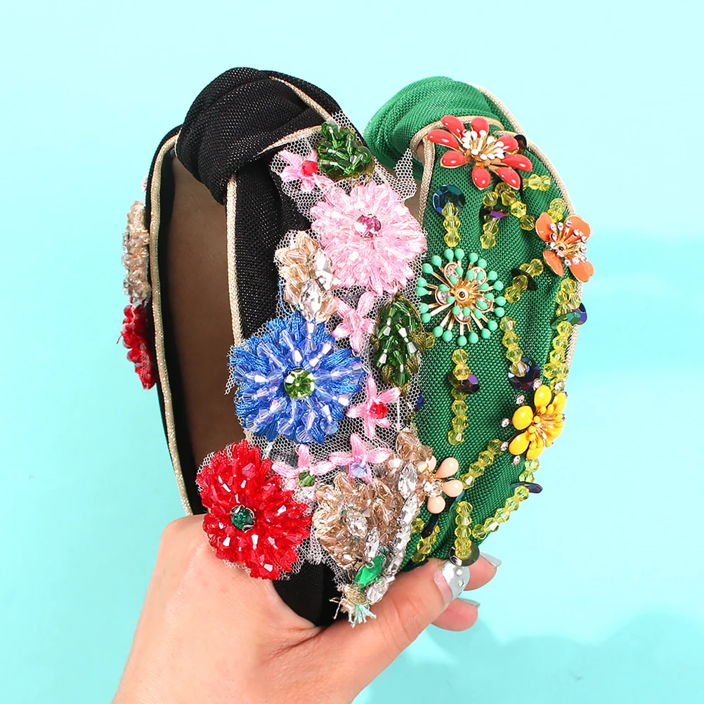 

1Pcs Retro Crystal Flower Hair Band Elegant Headband for Brides Bridesmaids Party Women Makeup Hair Wrap Headband