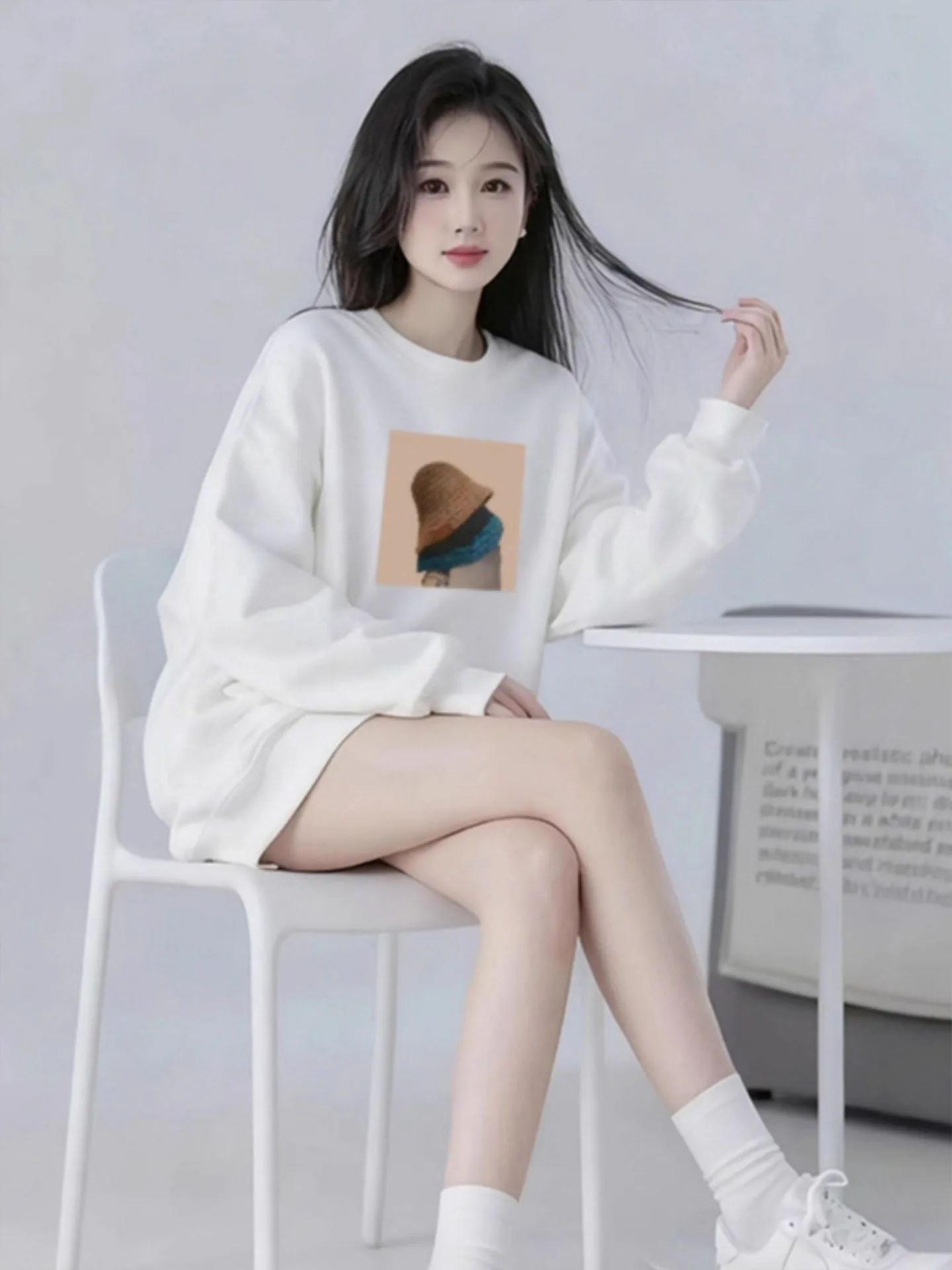 

Свободный свитшот с круглым вырезом для женщин, повседневный универсальный осенне-зимний топ, дизайн K-Sle, забавный принт, средней длины, уличная одежда