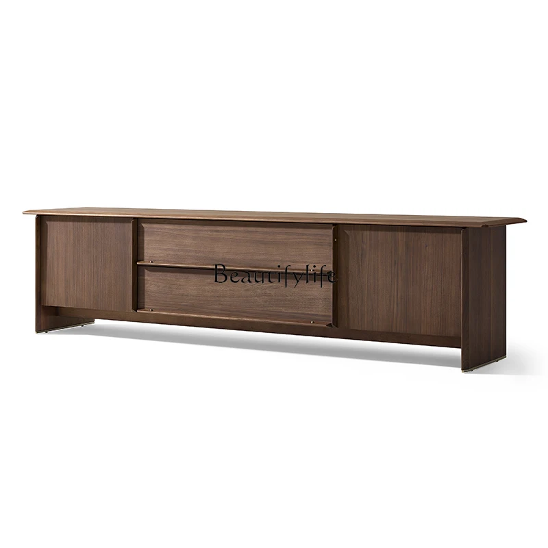 Mueble de TV nórdico wabi-sandy wind de madera maciza, mueble de TV italiano de nogal negro