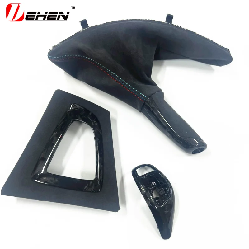 

3 шт. LHD из настоящего углеродного волокна для BMW 3 4 серии M3 M4 F80 F82 F30 F31 F32 F33 F34 Консоль Ручной тормоз Переключение передач Рукав Накладка