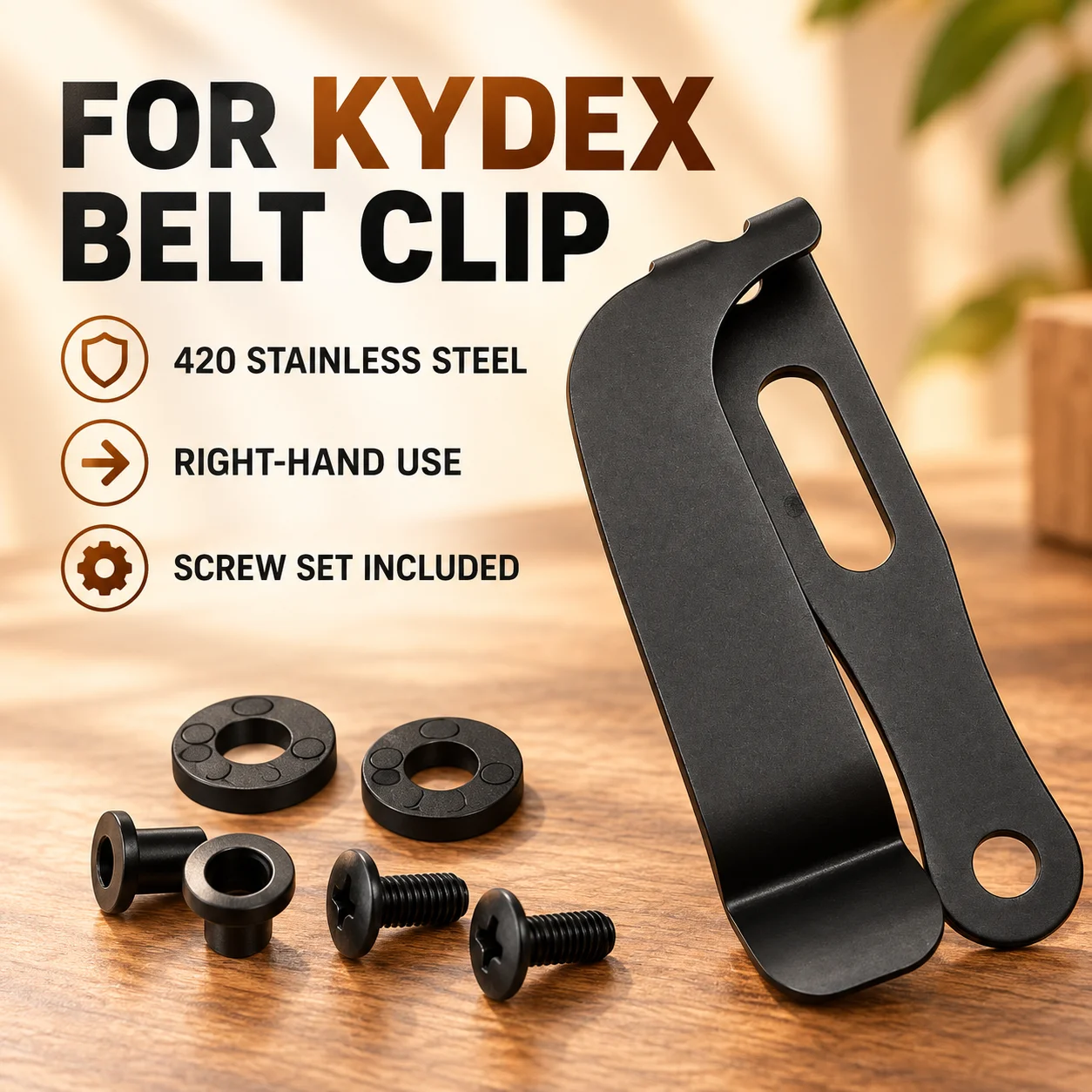 K Sheath Waist Clip Accessories K Sheath Clip for KYDEX Scabbard Carrying Clip K Sheath Waist Clip with Screws for Tool