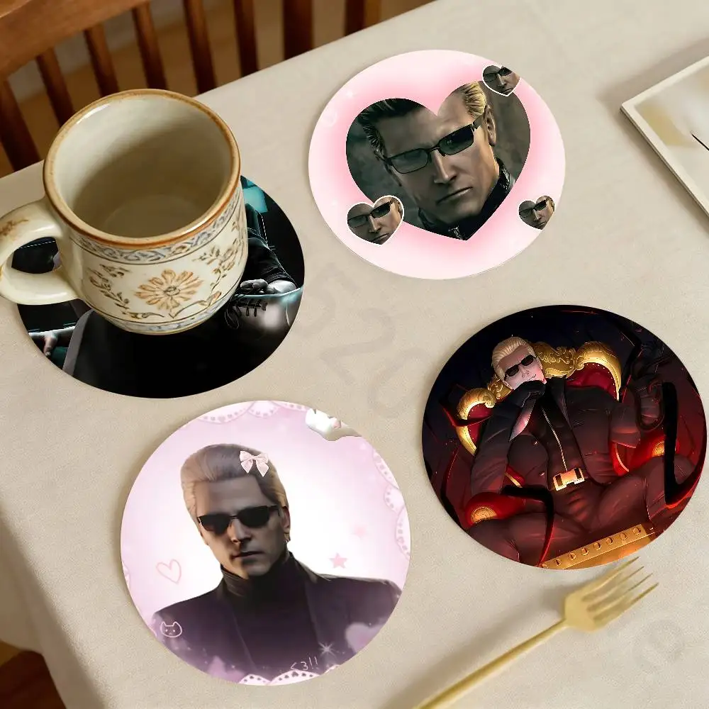 

Albert Wesker P Wooden Theme Desktop Heat Mats Home Decor Coffee Mug Coasters For Office Restaurant