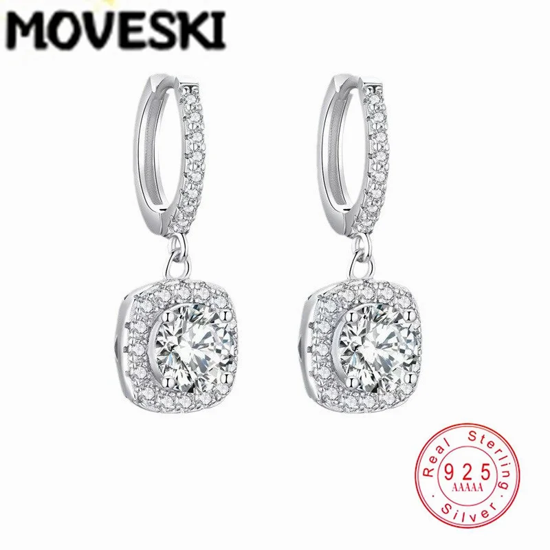 

Серьги-подвески MOVESKI из стерлингового серебра 925 пробы с муассанитом, роскошные висячие серьги-кольца для женщин, ювелирные украшения для помолвки и вечеринок