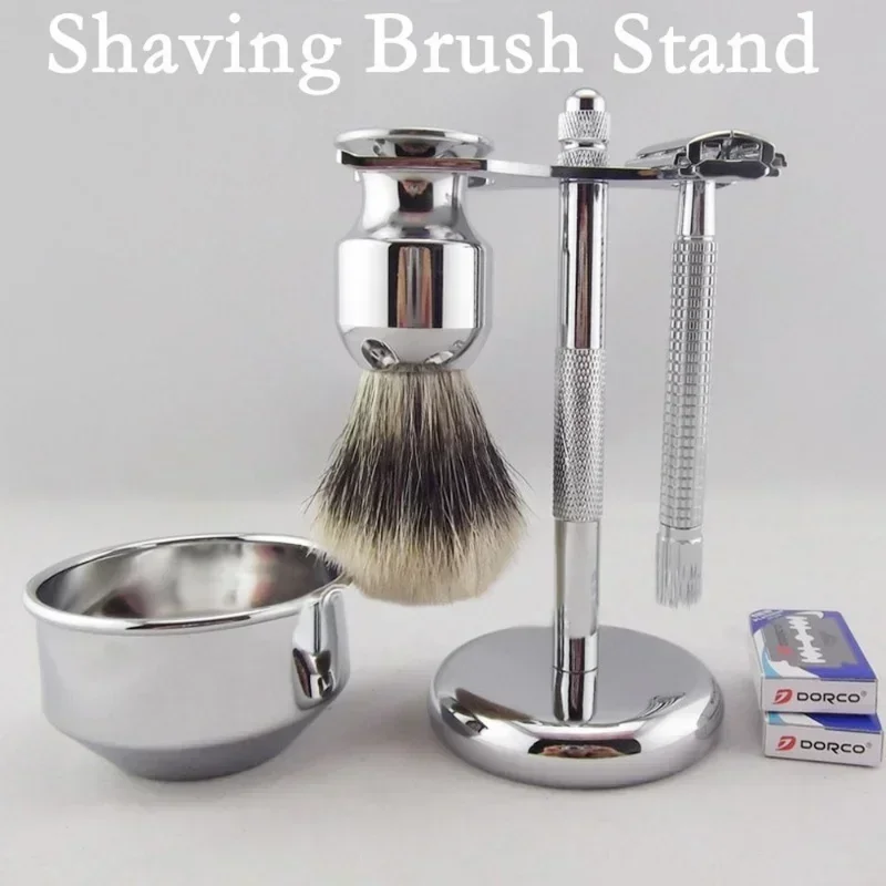 Men Razor Holder Stainless Steel Shaving Brush Stand Safety Razor It Razor Holder 15cm  Rack & Brush not including shaving brush