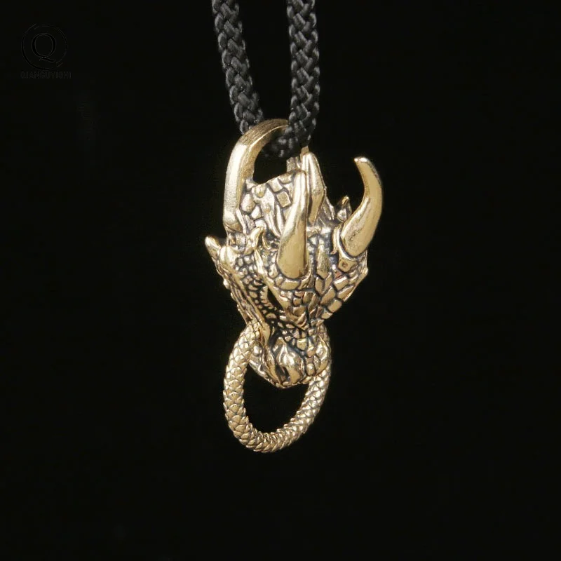 Dragon Head Brass Buckle EDC Outdoor DIY Woven Paracord Survival Bracelets Supplies Accessories Retro Umbrella Rope Lanyard Bead