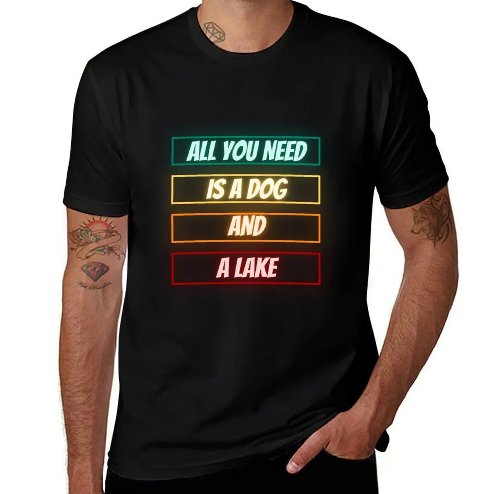 

Dog and Lake Therapy T-Shirt vintage t shirts cotton man t-shirts cute tops quick-drying clothing for men