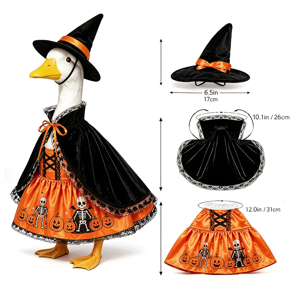 3pcs Stylish Halloween Statue Dress Up Kit Pumpkin Skirt Matching Hat Set For Porch Figurine Outdoor Lawn Festival Embellishment