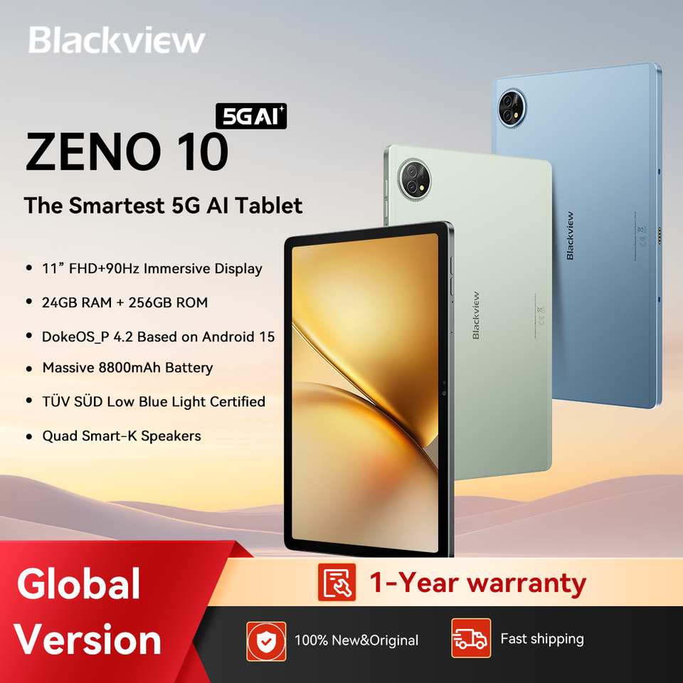  Blackview ZENO 10 5G Tablet,T8200 Processor,11" FHD+ 90Hz Display,16MP+13MP Camera,8800mAh Battery, 18W Fast Charging,Android 15 