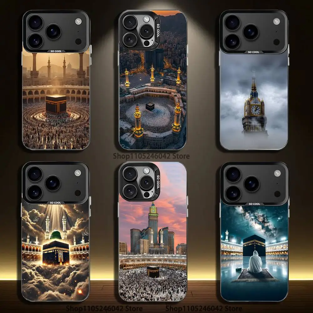 

Moslem and kaaba Phone Case For iPhone 17,16,15,14,13,12,11,Pro,Max,Plus,Black Matte Shockproof Cover