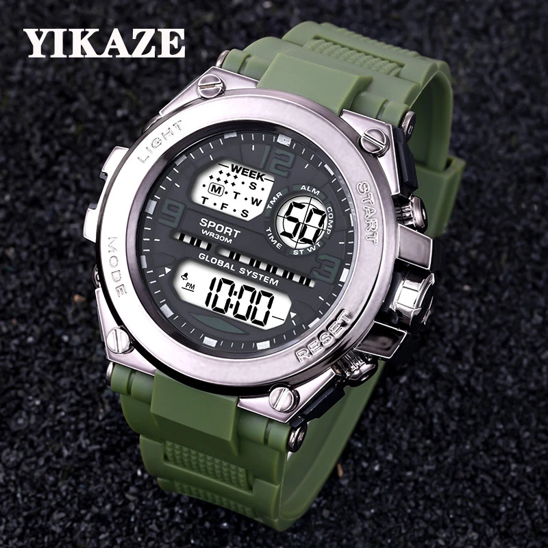 

YIKAZE Outdoor Sports Digital Men's Wristwatches Mountain Climbing Watches Waterproof Luminous Chronograph Military Clock