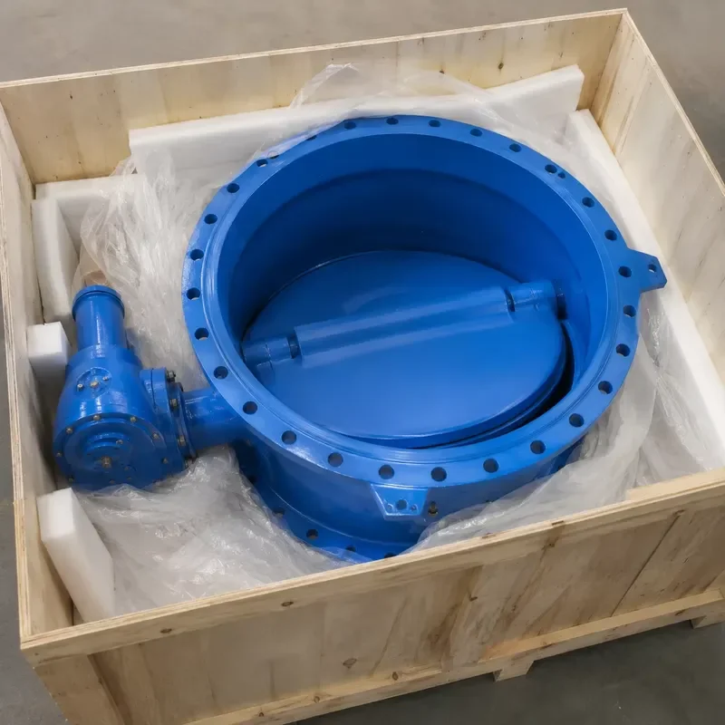 Resilient Seated Butterfly Valve Large Diameter Double Flanged Body Gear Drive Water System