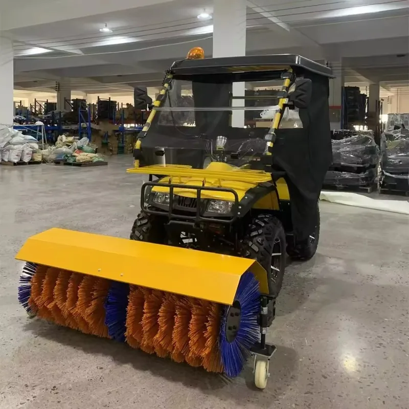 On-board  snowplow with bulldozer core components engine and gear electric start method