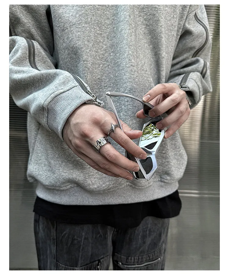 Titanstahl-Sternenring für Männer und Frauen, breites Band, Unisex, Hip-Hop, Punk, Streetwear, Statement-Schmuck, neues Kpop-Geschenk – Detail 6