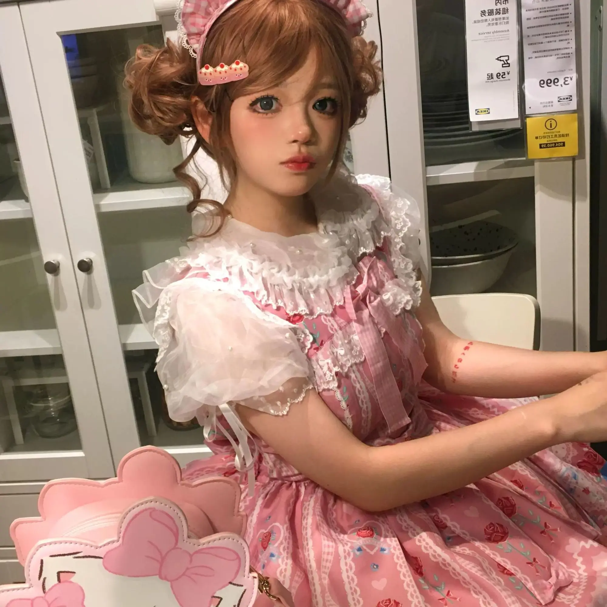 

Korejpaa Women Shirt Sweet Organza Lolita Puff Sleeve Shirts Japan Style Kawaii Clothes Peter Pan Collar Blusa Feminina