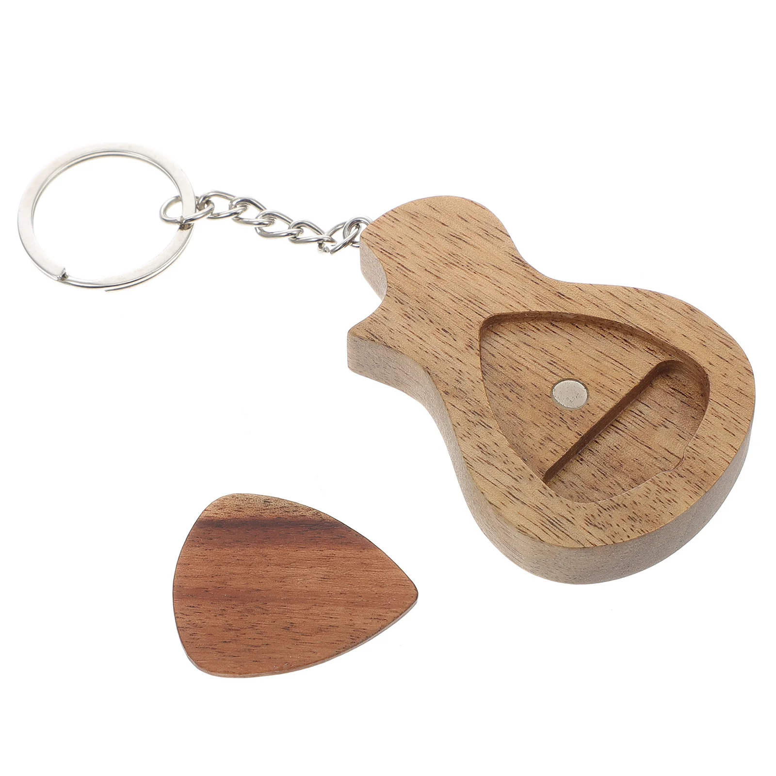 

1Set Wooden Guitar Pick Keychain Creative Design Durable Guitar Plectrum Storage Box Comfortable Fit Perfect Gift for Guitarists
