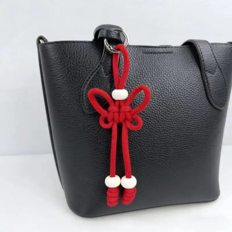 DIY Bag Pendant 1Pcs Handmade Butterfly Braided Rope Keychain Charm for Purse Decoration Customizable Accessory