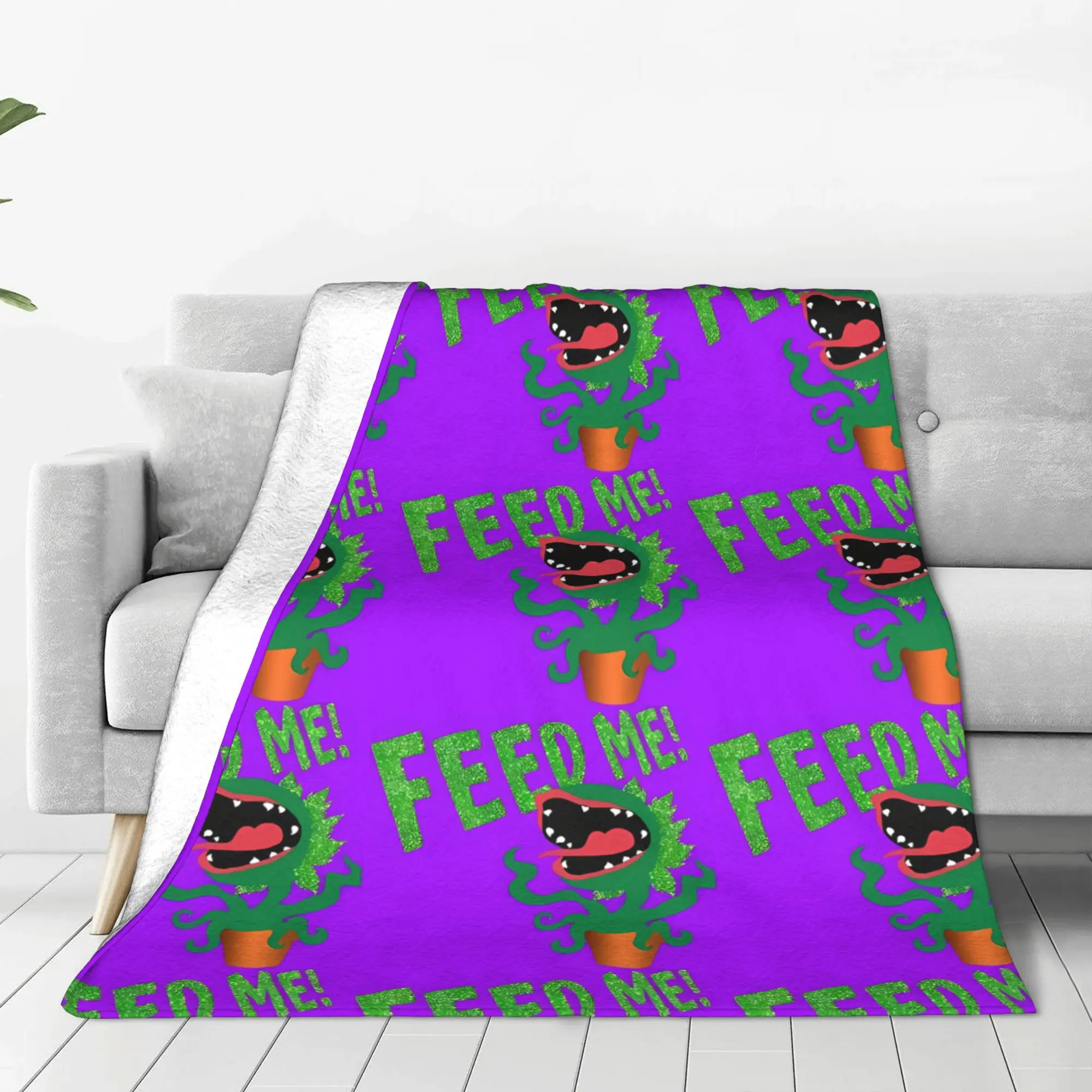 1PC Home Cute Room Decor Feed Me! Blanket Throw Blanket Little Shop of Horrors Novelty Warm Blanket All Season