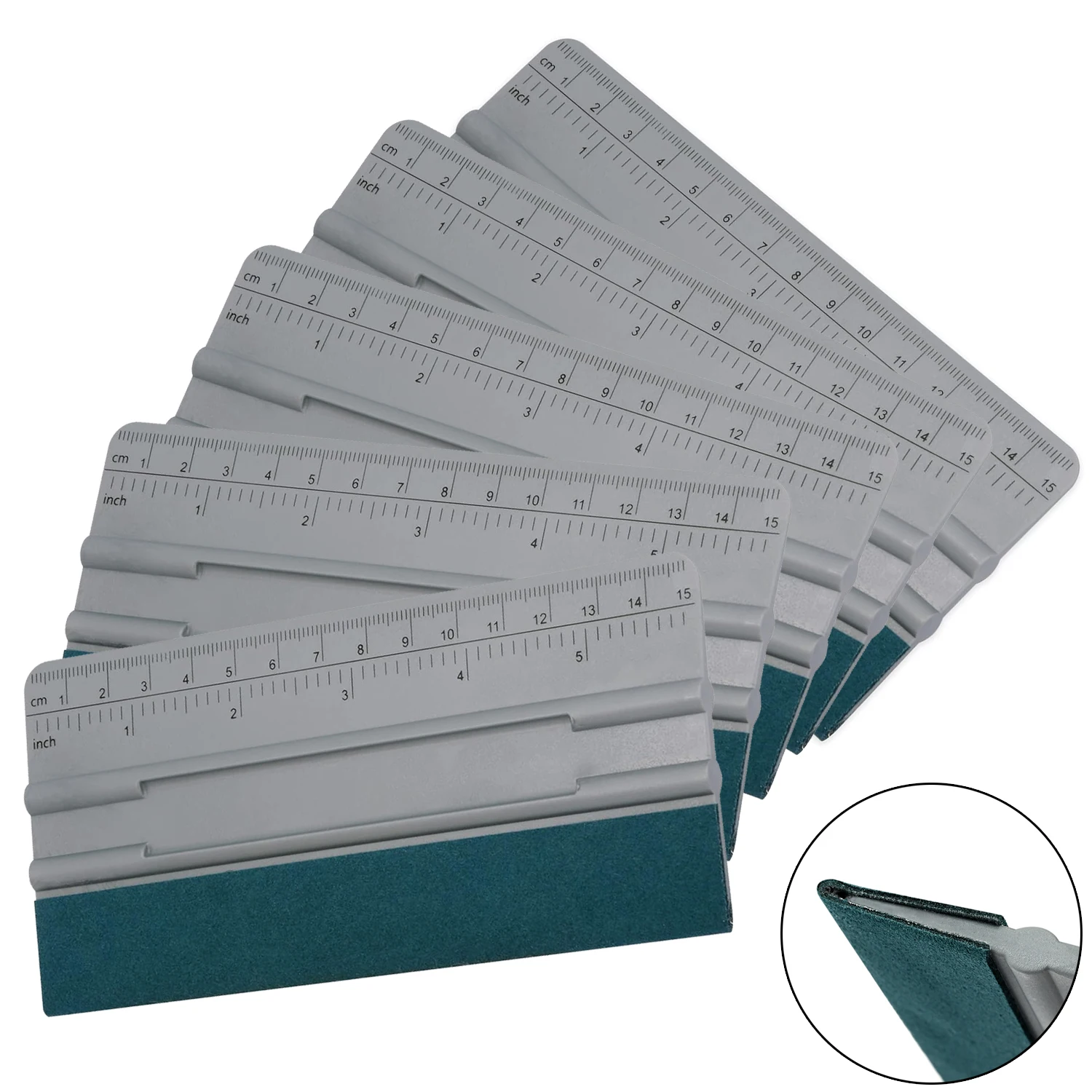 EHDIS 5/10pcs 6-Inch Suede Felt Squeegee With 15cm Measurement Ruler Wallpaper Smoothing Scrarper Window Film Vinyl Wrap Scraper