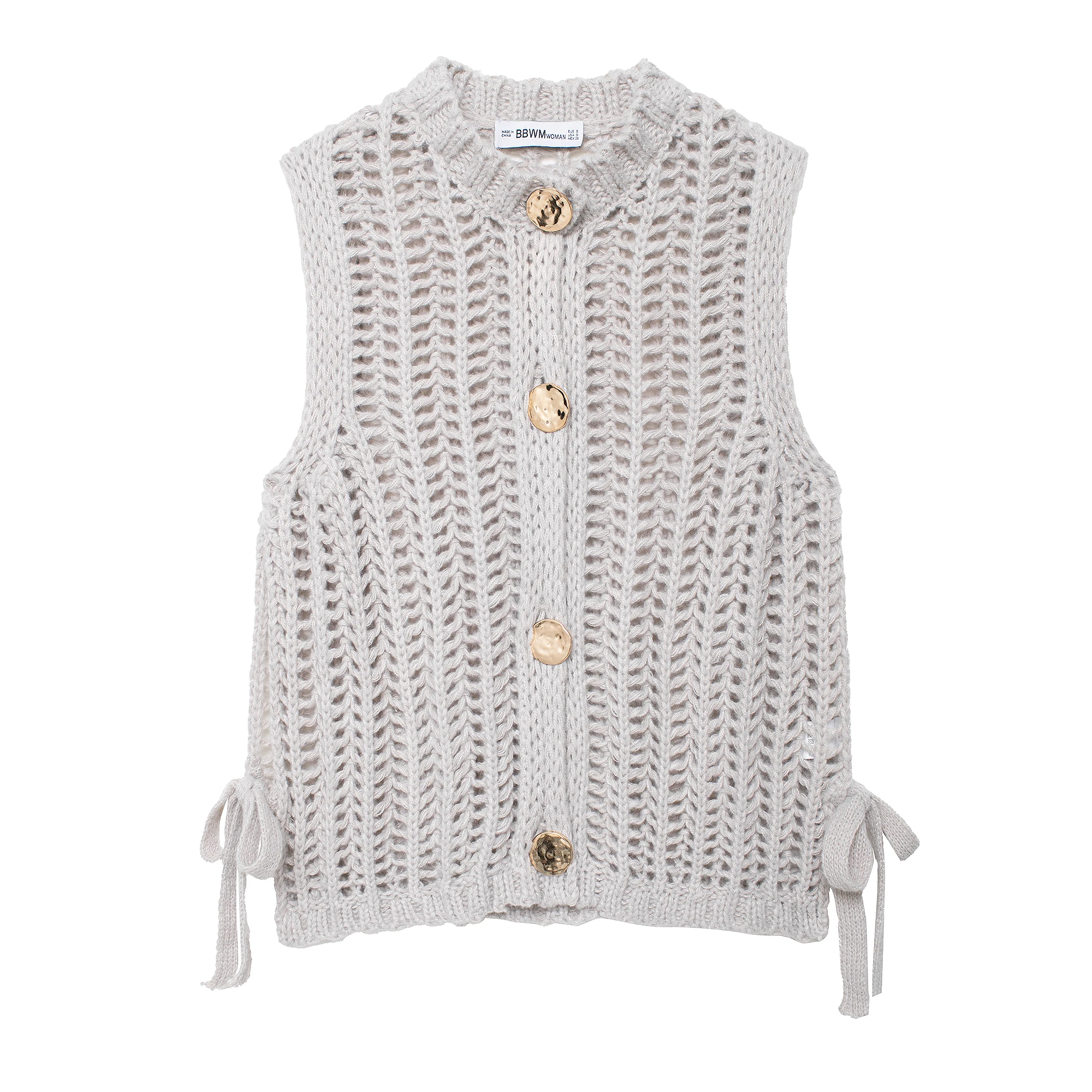 

New autumn products for women's clothing, fashionable temperament, versatile daily niche sleeveless thick needle hollow top